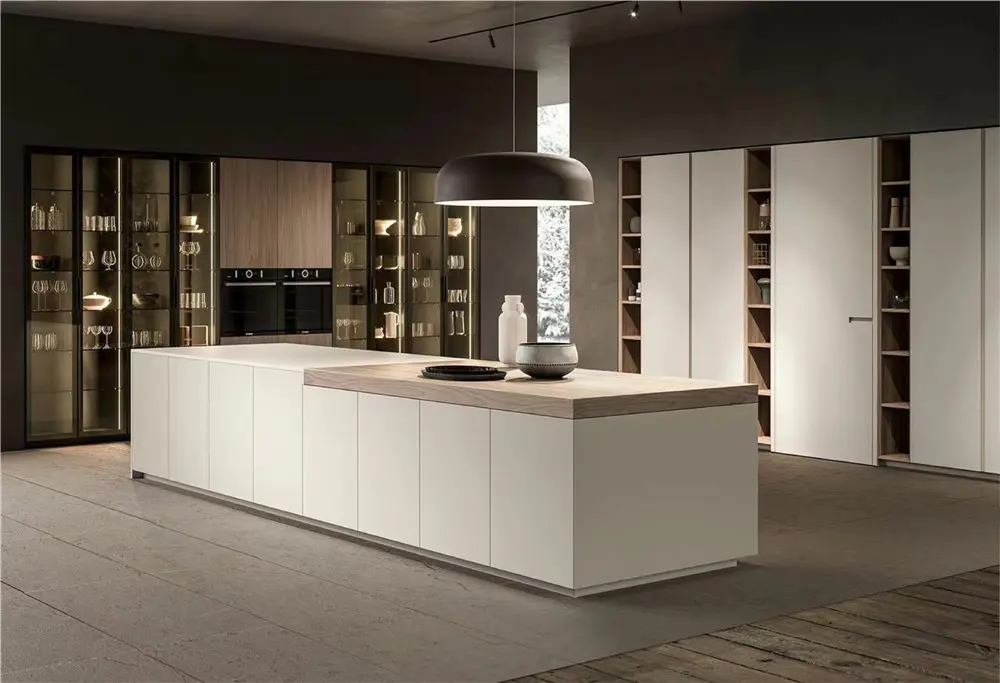 kitchen cabinets walnut veneer design