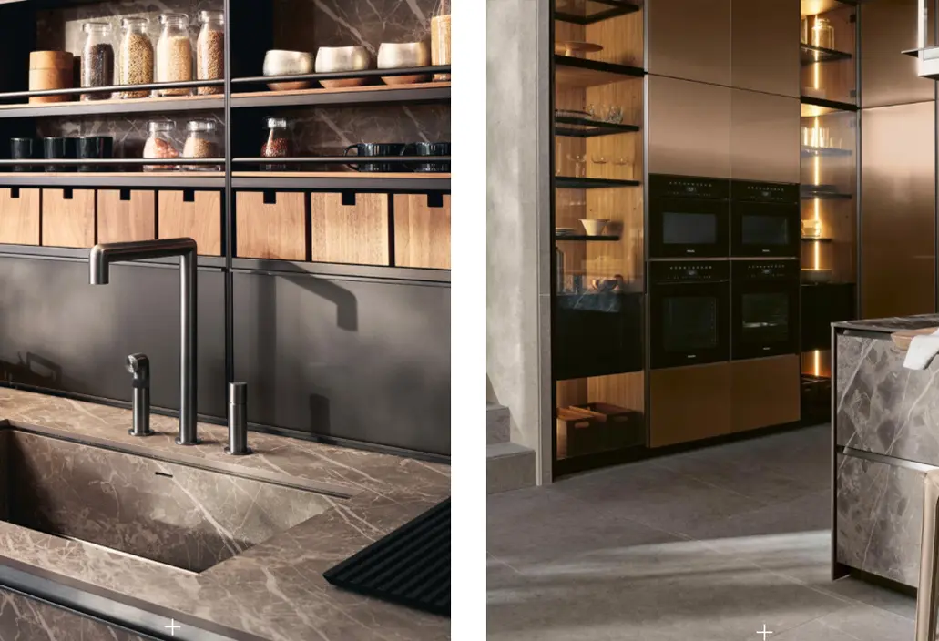 kitchen canbinet with Stainless Steel and Slate