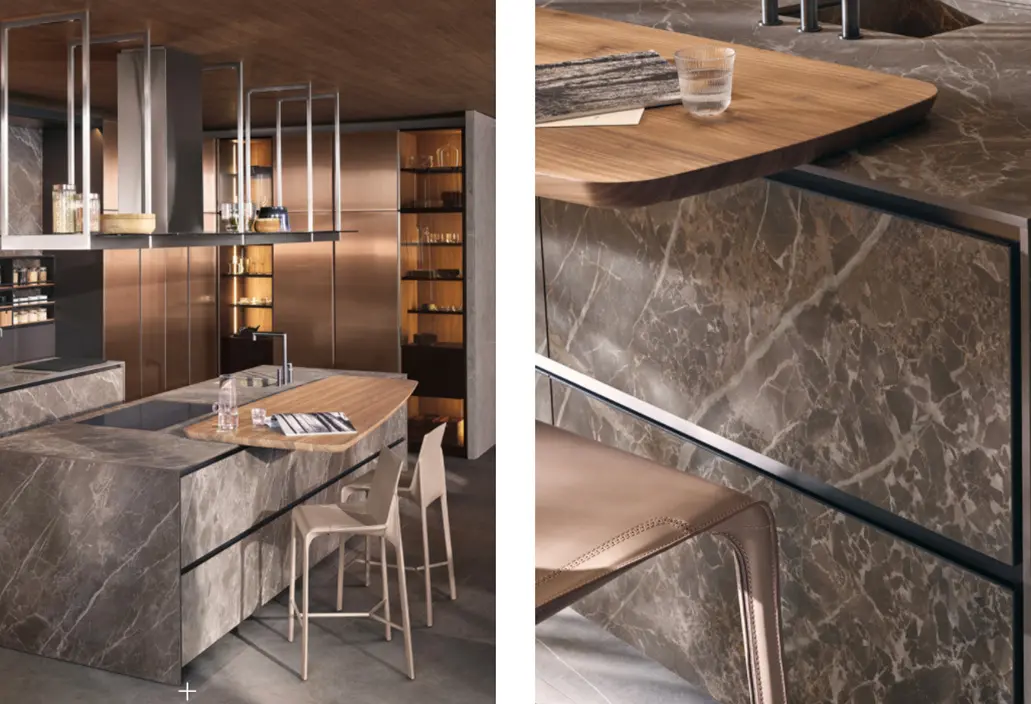 kitchen canbinet with Stainless Steel and Slate